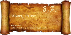Bihary Piusz névjegykártya